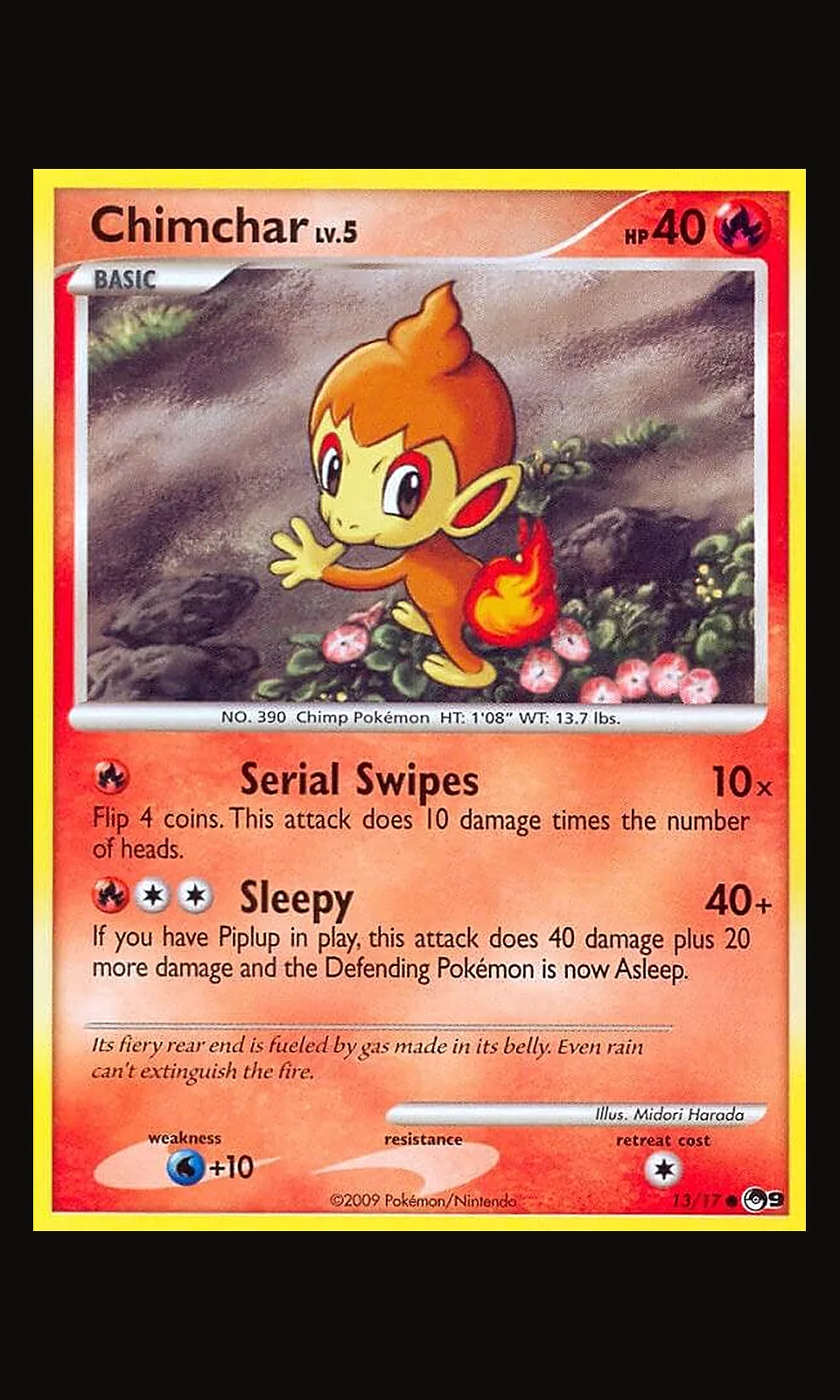 chimchar pop series 9 — PSA 10, front of the graded slab